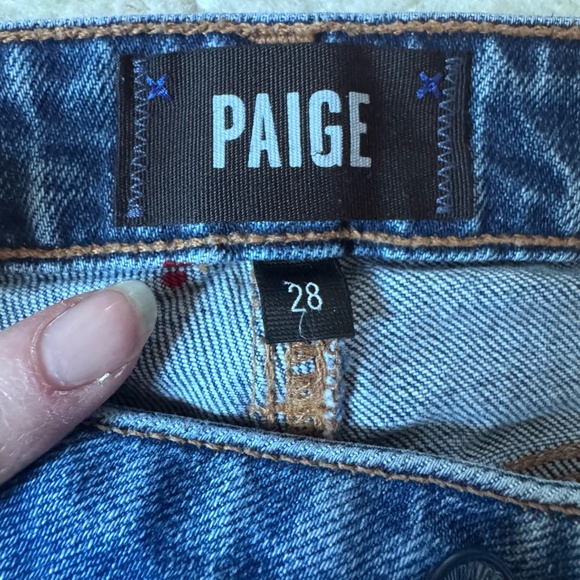 PAIGE Colette Crop Flare Jeans 28 High Rise Button Fly Raw Hem Cropped Denim - Picture 15 of 17